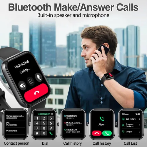 Vista 2 de Reloj inteligente para mujeres y hombres con llamada Bluetooth, reloj inteligente integrado con Alexa, reloj de fitness con dial DIY de 1.83