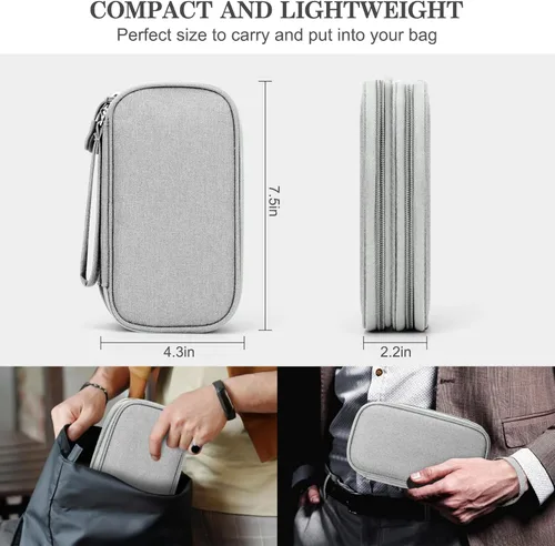 Vista 248 de FYY Organizador para accesorios electrónicos, para viajes, para cables, celular y cargadores, estuche portátil, impermeable, doble capa, bolsa