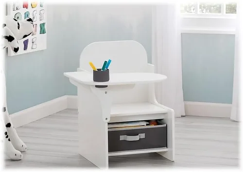 Vista 3 de Delta Children MySize - Escritorio con silla y compartimento de almacenamiento, color blanco bianca
