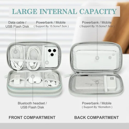 Vista 74 de FYY Organizador para accesorios electrónicos, para viajes, para cables, celular y cargadores, estuche portátil, impermeable, doble capa, bolsa