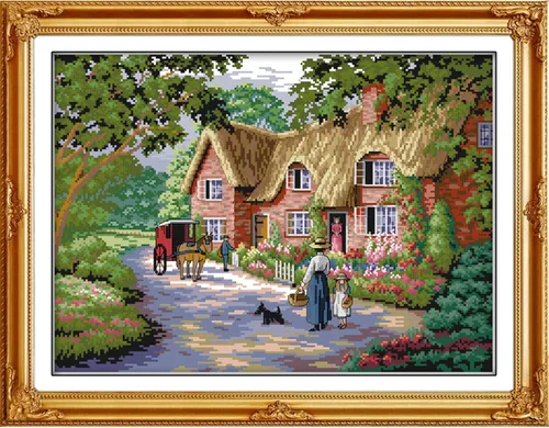 Vista 19 de ITSTITCH Kits de punto de cruz estampados, 11 quilates, 13 x 17 pulgadas, 100% algodón, kits de iniciación de bordado con patrones fáciles