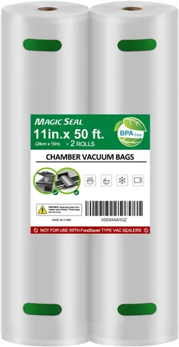 Vista 7 de MAGIC SEAL Rollos de sellado al vacío de cámara de 8 x 50 pies, paquete de 2 bolsas comerciales para máquina de cámara para Vacmaster y Avid Armor