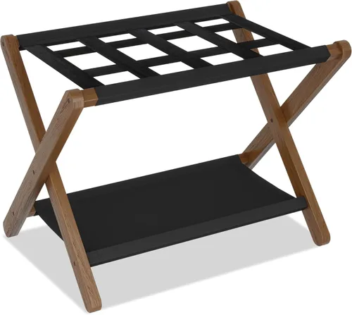 Heybly Portaequipajes, soporte plegable para maleta con estante de almacenamiento, soporte de equipaje con 5 correas de nailon para habitación de