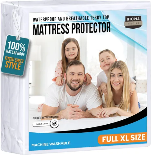 Vista 63 de Utopia Bedding – Protector impermeable de colchón tamaño individual, funda de colchón de terry premium de 200 GSM, transpirable, estilo ajustado