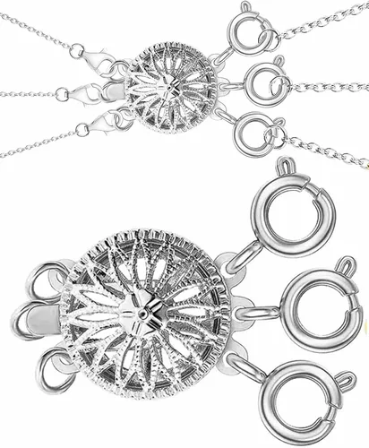Vista 12 de Separadores de cierres para collares en capas para mujeres, oro de 14k y plata, joyería de seguridad sin enredos, convertidor de cierre con bloqueo