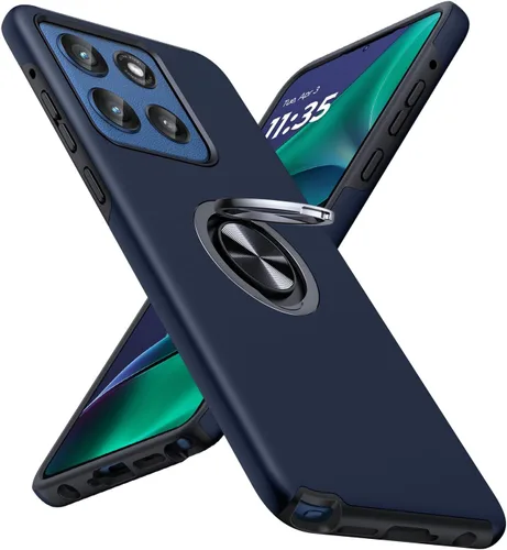 Vista 38 de JAME Funda para Moto G Stylus 2025, doble capa de protección de grado militar a prueba de golpes con soporte de anillo portátil atril, funda