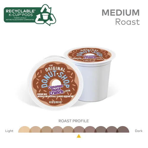 Vista 4 de The Original Donut Shop Cinnamon Toast Crunch One-Step Latte, Keurig Single Serve K-Cup Pods, 60 unidades (6 paquetes de 10)