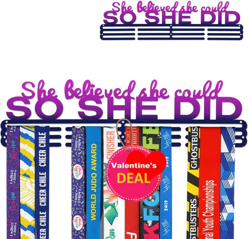 Vista 11 de Medal Hanger Display Upgrade-Medal Holder Wall Mount Easy to Install Race Runner for Your Medals