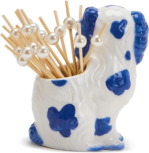 Vista 4 de Two's Company Inc. Chinoiserie - Mini tarro de jengibre de bambú y rosa, elegante pieza decorativa y soporte para púas de bambú en caja de regalo