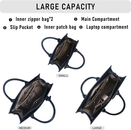 Vista 5 de Bolsa de mano para mujer, estilo satchel, con asa superior y correa para el hombro