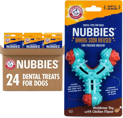Vista 20 de Arm & Hammer Nubbies Duality Bone, un juguete dental masticable para perros, juguete Nubby Pet limpia los dientes para reducir la placa y el sarro