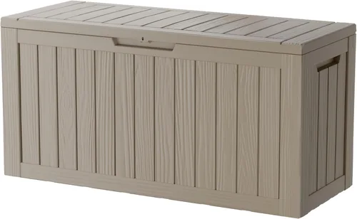 Vista 8 de Tarkari Caja de almacenamiento para exteriores, de resina, con cierre, de 35 galones, impermeable y resistente a los rayos UV, para guardar cojines