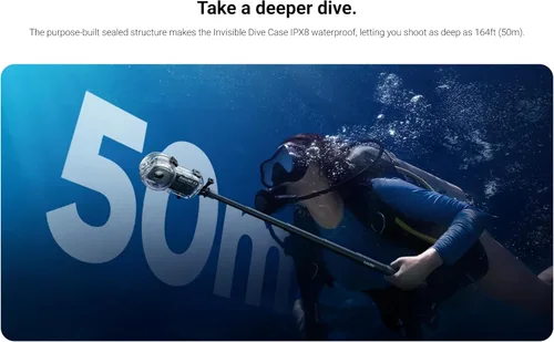 Vista 5 de Insta360 Estuche de buceo invisible X3 (nuevo) - Impermeable hasta 164.0 ft (164 pies)