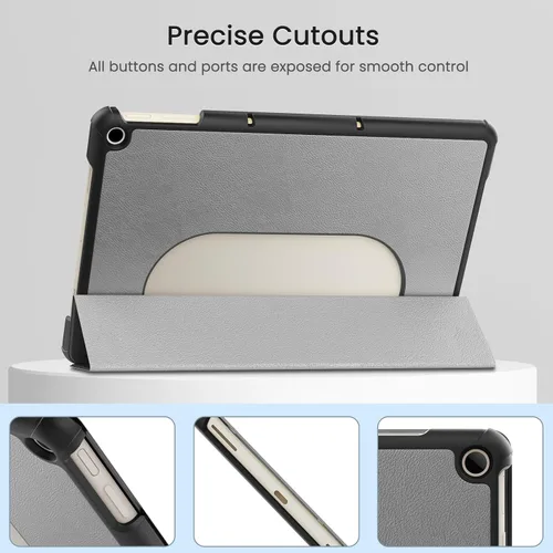 Vista 7 de MoKo Funda para tableta Google Pixel 2023, diseño plegable, ultra fina y delgada, de cuero TPU, protector completo, funda de soporte triple para Gris