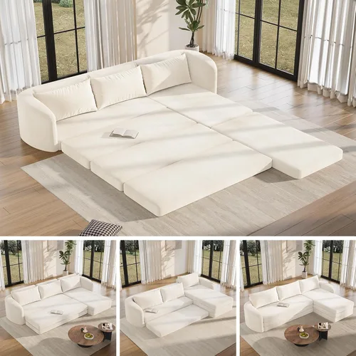 Vista 9 de Vesgantti Sofá modular sin hueso de 114 pulgadas, moderno sofá de 5 plazas en forma de U con 2 otomanas y asientos profundos, sofás de nube