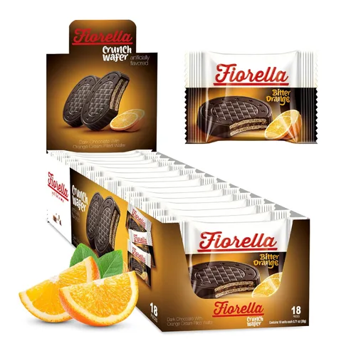 Vista 11 de Fiorella Galletas crujientes de oblea – Deliciosas obleas finas cubiertas de chocolate con capas de relleno de crema de avellana, envueltas