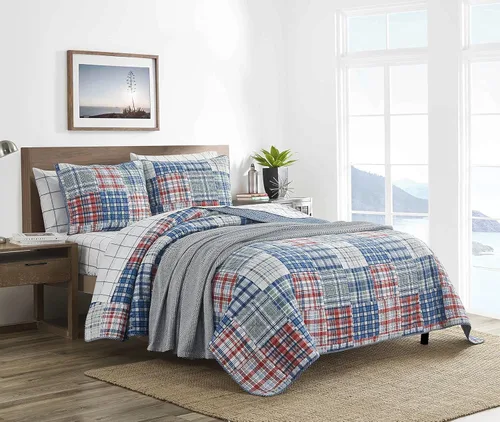 Vista 9 de Nautica - Juego de edredón individual, ropa de cama de algodón para todas las estaciones, artículos esenciales para el dormitorio