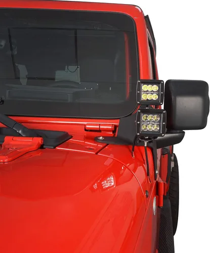 Vista 3 de Hooke Road Soportes de montaje de luz de pilar A dobles compatibles con Jeep JL Wrangler/Gladiator JT 2018-2026, par