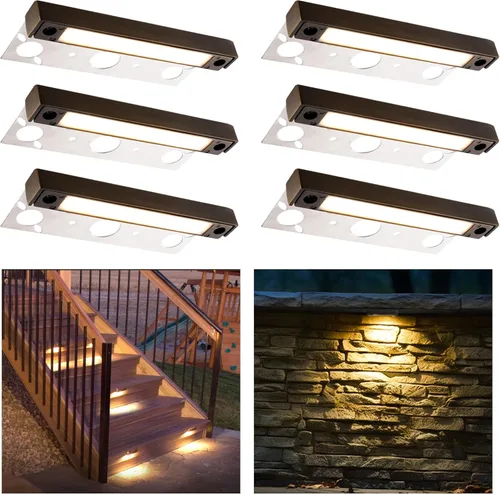 Vista 11 de Gardenreet Luz LED Hardscape,Carcasa de latón fundido,Fuente de luz integrada 3W 3000K, luz de paso LED, 7 pulgadas de largo, bajo voltaje 12V AC/DC