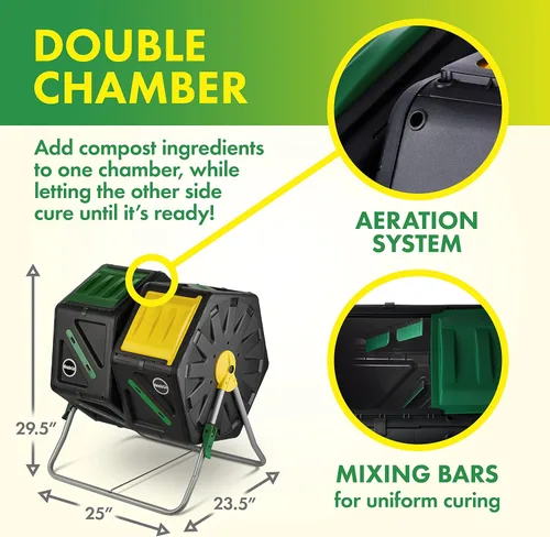 Vista 5 de Miracle-Gro - Contenedor de doble cámara para composta, para exteriores, 2 puertas corredizas (2 x 70 litros)