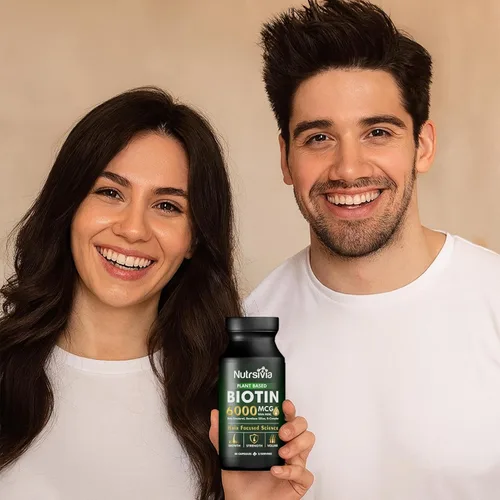 Vista 5 de Biotin 6000mcg Suplemento para el crecimiento del cabello con MSM y sílice de bambú, soporte para cabello, piel y uñas para mujeres y hombres, 80