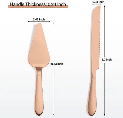 Vista 4 de Juego de cuchillo y servidor para pastel de boda, cortador integral de pastel más largo de acero inoxidable y espátula de pastel más ancha, elegante