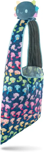 TeeTurtle - Bolso de peluche - Axolotl azul + arcoíris - De los creadores del peluche de pulpo reversible original - ¡Lleva a tu amigo de peluche a