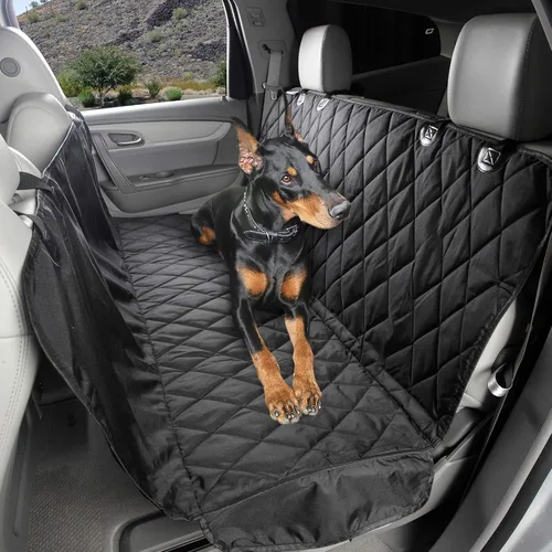 Funda para asiento trasero de vehículos, camiones y vehículos recreativos con hamaca para perros. Empresa establecida en EE. UU., Extra grande, Negro