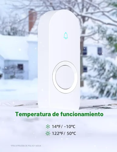 Vista 8 de AIDA Timbre inalámbrico iluminado para el hogar, timbre de batería impermeable inalámbrico de 1,000 pies, 5 niveles de volumen con 58 campanadas