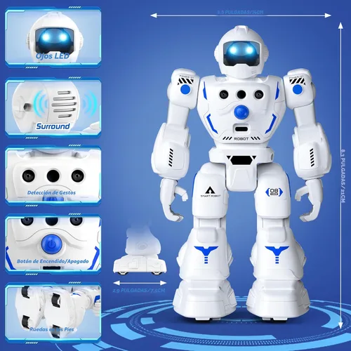 Vista 8 de Juguetes robot para niños, robot programable de control remoto con caminar, deslizarse, cantar y bailar, control de detección de gestos RC robots