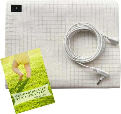 Sábana de cama con 10% fibra plateada, hoja conductiva de conexión a tierra para dormir mejor, sábanas de conexión a tierra con cables de conexión a