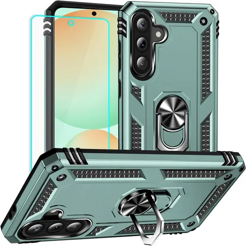 Vista 10 de Yiakeng Funda para Samsung A52, Galaxy A52 con protector de pantalla HD, fundas protectoras de grado militar con anillo para Samsung Galaxy A52 5G