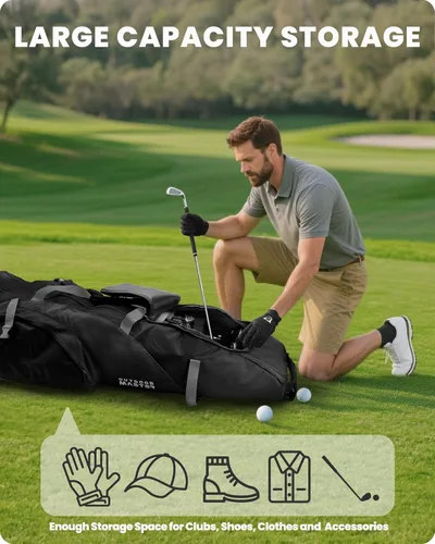 Vista 4 de OutdoorMaster Bolsa de Viaje de Golf Acolchada con Ruedas Reforzadas, Oxford 900D de Servicio Pesado Resistente al Desgaste y Resistente al Agua