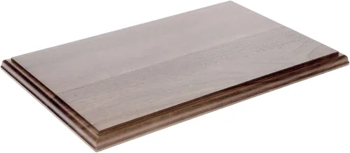 Vista 3 de Base de Exhibición Rectangular de Madera de Nogal Macizo Plymor con Borde Ogee, 20.75" de ancho x 12.625" de profundidad x 0.75" de altura