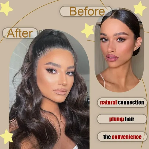 Vista 5 de Extensión de cola de caballo de 32 pulgadas, flexible y envolvente, extensión de cabello sintético largo y rizado, extensiones de cabello natural