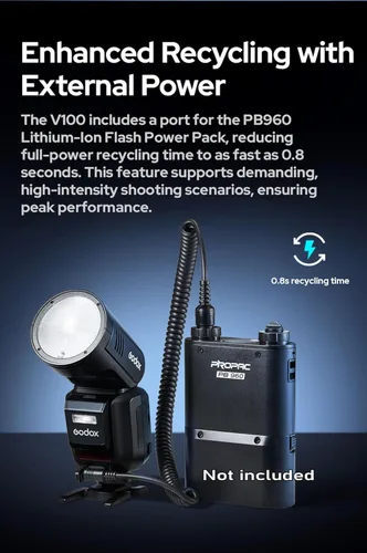 Vista 13 de GODOX V100 C Godox Flash para Canon - Flash TTL de 100Ws para cámaras Canon EOS, control de pantalla táctil, 400 destellos de potencia completa
