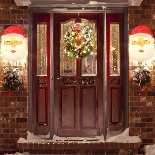Vista 2 de NEWBEA 2 cubiertas de luz de porche de Papá Noel de Navidad para cubierta de luz al aire libre, decoraciones de Navidad, fiestas de Navidad, luces