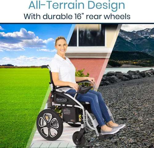 Vista 7 de Vive Silla de ruedas eléctrica plegable, silla de ruedas plegable, scooter de potencia estrecha, resistente, aprobada por la TSA, tamaño compacto