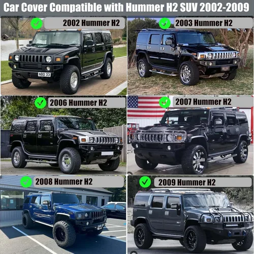 Vista 7 de Funda para Auto Compatible con Hummer H2 SUV 2002-2009, de 6 Capas, 210T, Resistente al Viento, para Todo Clima, Impermeable, Protección UV