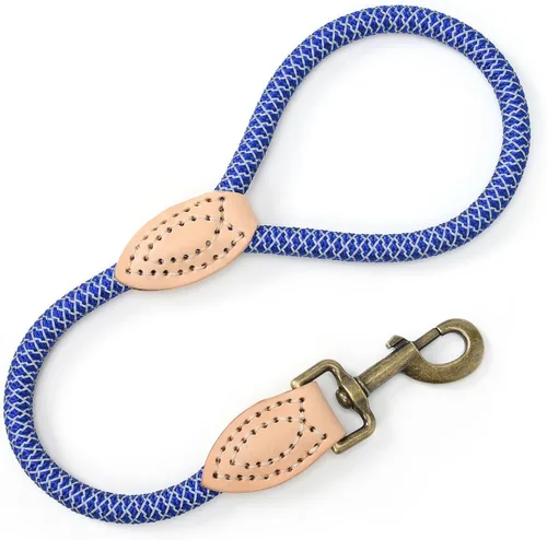 Vista 28 de Mile High Life Correa corta para perro, correa corta para perros grandes, correa reflectante con punta de cuero, correa resistente para perros