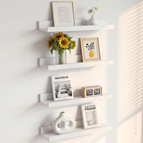 Vista 22 de Heimlove Juego de 4 estantes flotantes blancos de 24 pulgadas para pared