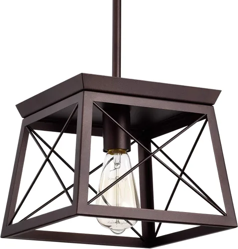 Lámpara colgante de 1 lámpara colgante de techo para casa de campo, interior, cocina, isla, comedor, sala de estar, bar, bronce aceitado