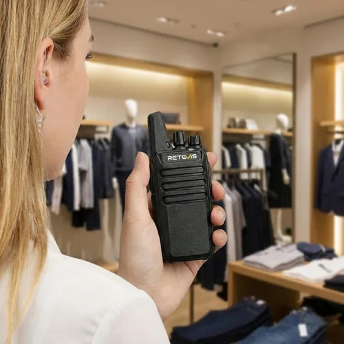 Vista 15 de Retevis RT22 Radio Bidireccional, Walkie Talkies Recargables de Largo Alcance (Paquete de 10) con Cargador de 10 Vías, Barra de Progreso de Carga