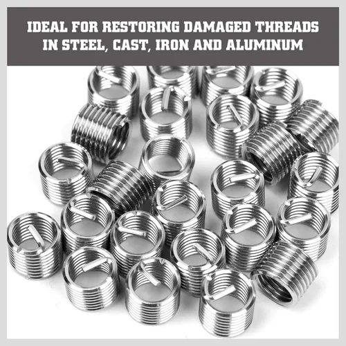 Vista 4 de Kit de reparación de roscas helicoidales métricas: 131 piezas helicoidales de bobina HSS taladros insertos grifos y herramientas M5 M6 M8 M10 M12