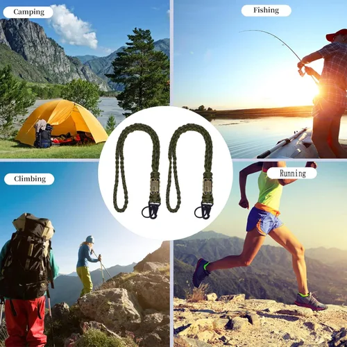 Vista 7 de 2 piezas de llavero de cordón de paracaídas trenzado resistente con bandera de EE. UU., llaveros de collar de cuerda de paracaídas, cordón fuerte