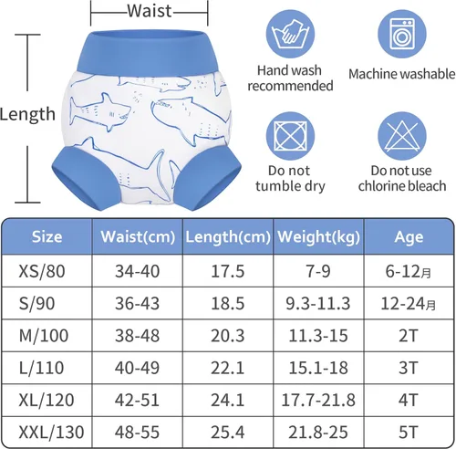 Vista 104 de BIG ELEPHANT Pañales de natación para bebé, 3 piezas, reutilizables, ajustables, lavables, impermeables, para niños y niñas, de 6 meses a 5 años
