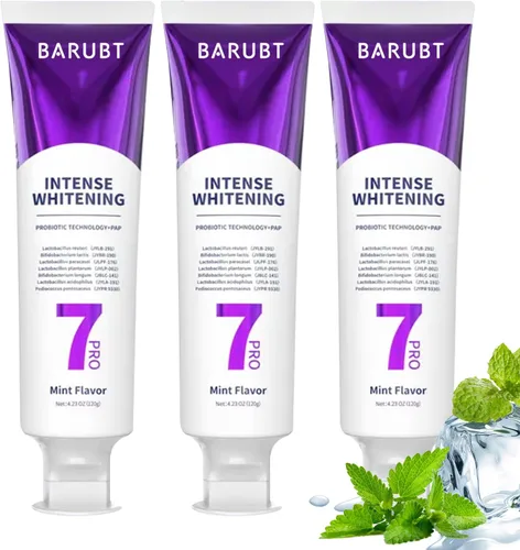 7Pro Pasta de dientes blanqueadora profunda con 7 probióticos, fórmula avanzada para eliminar manchas y salud de las encías, sin flúor, segura para