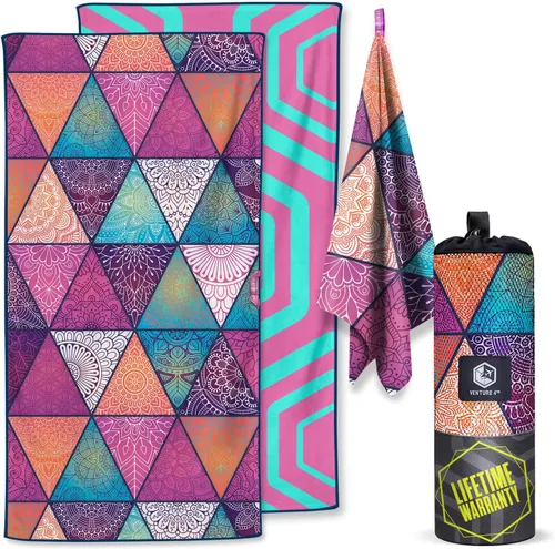 Vista 13 de VENTURE 4TH - Toalla de playa de microfibra: secado rápido, compacta, libre de arena, absorbente, a prueba de arena y ligera - Perfecta para Blue