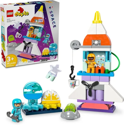 LEGO DUPLO - Transbordador espacial 3 en 1, juguete de construcción para niños y niñas, a partir de 3 años, regalo para Navidad, actividad de
