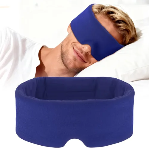 Vista 10 de Antifaz de dormir de algodón para mujeres y hombres, 100% bloqueo de luz, antifaz para dormir para dormir de lado, suave, presión cero